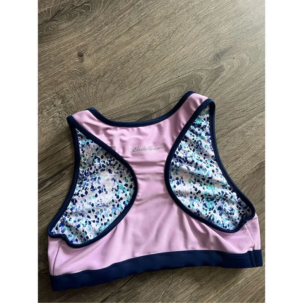 Eddie Bauer Reversible Swimwear Bikini Top Size 10-12 Years Pink Patterned Summe